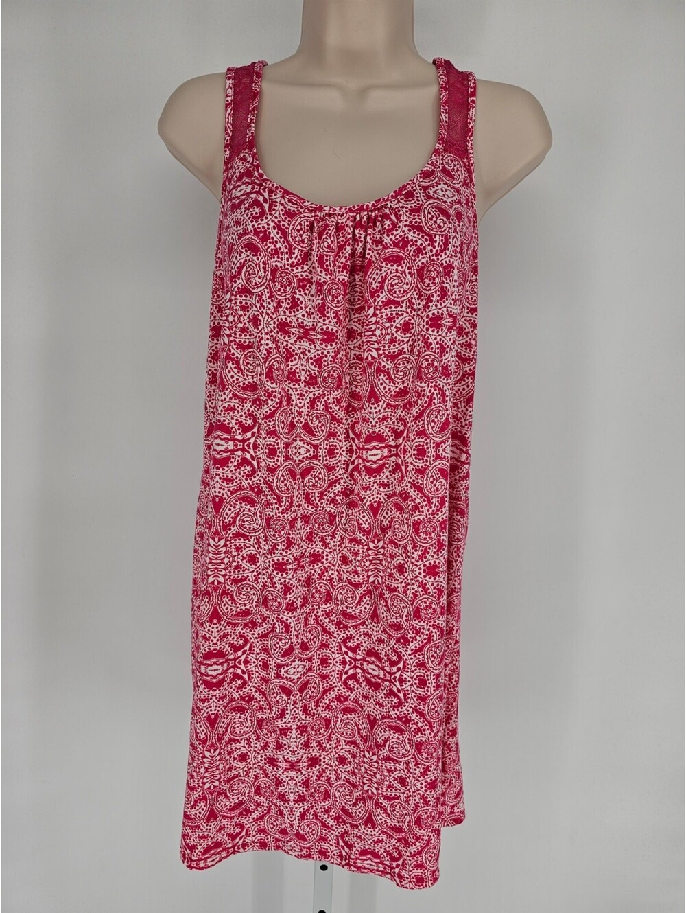 Secret Treasures Womens Sz M Sleeveless Knee Length Nightgown Pink Lace Low Back